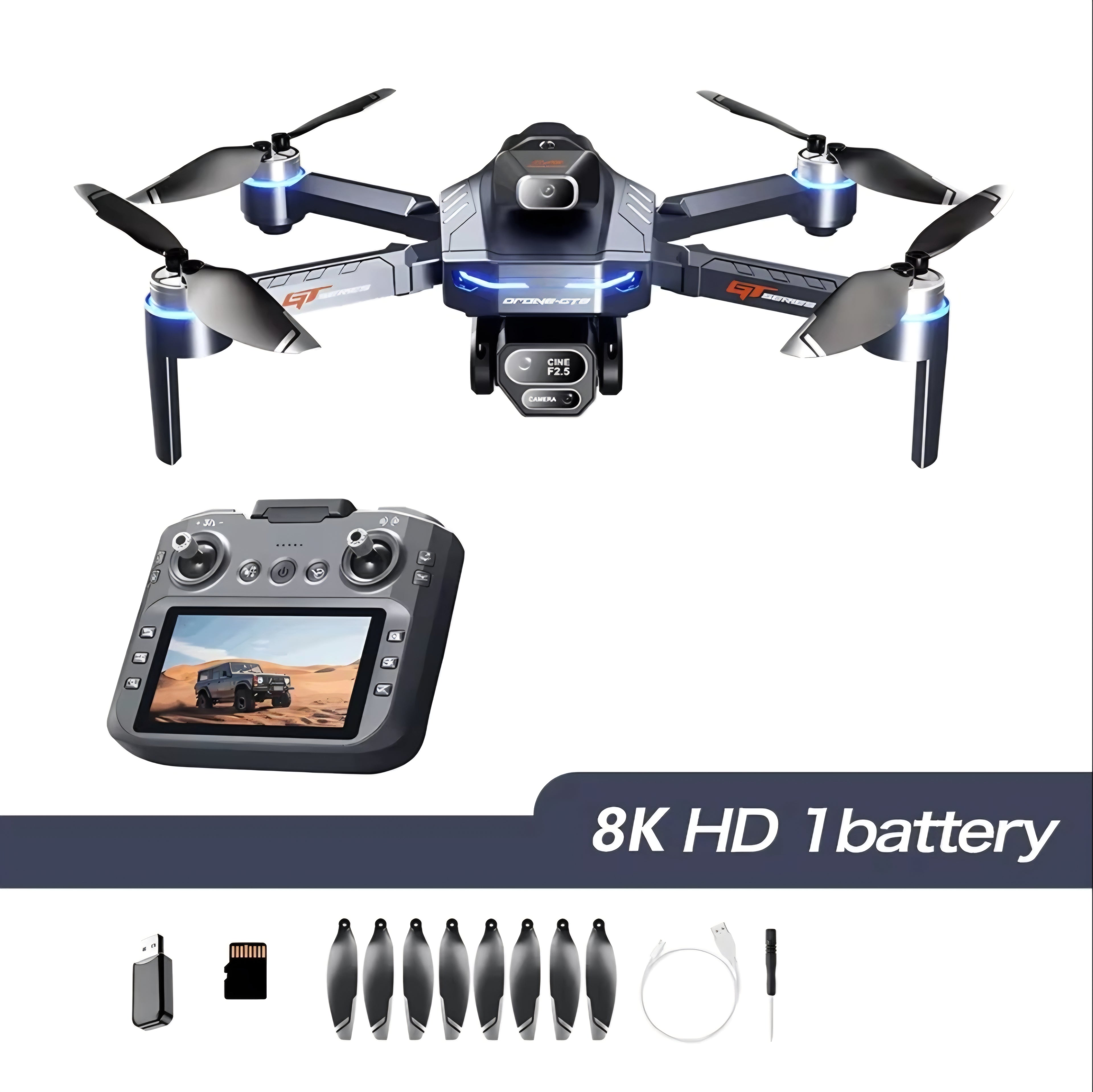 GT8 Smart Drone with Motors & Dual Camera