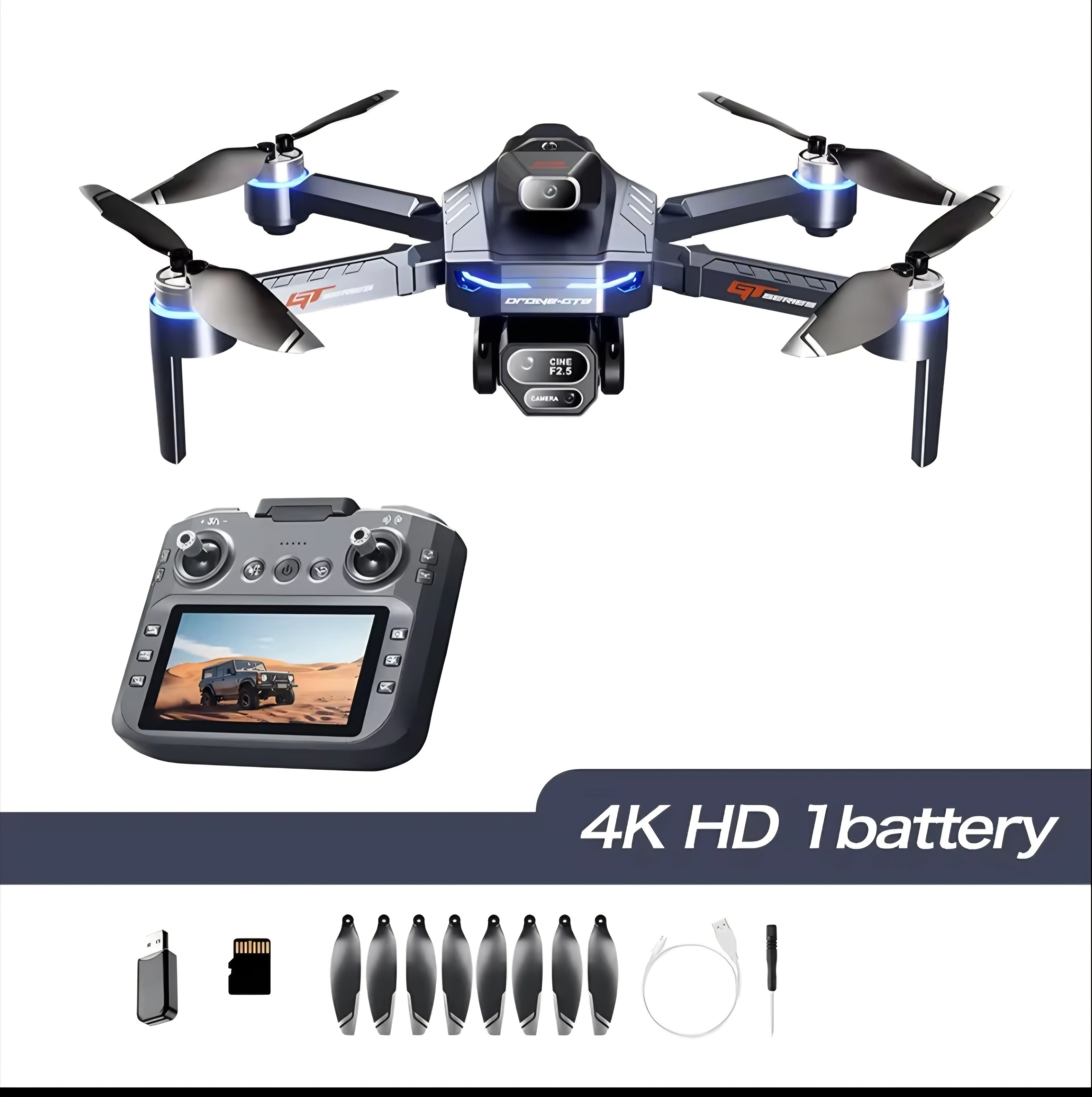 GT8 Smart Drone with Motors & Dual Camera